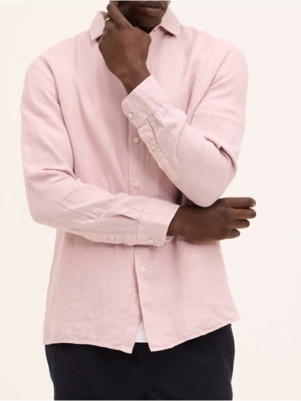 H&M Light Pink Long-Sleeve Button-Down Shirt